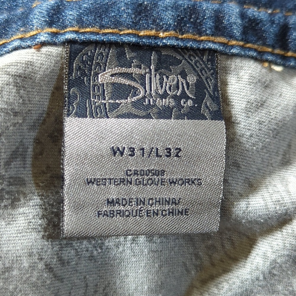 Silver Jeans Zac Flap Straight Mens 31x32 Blue Relaxed Fit Contrast Stitch Denim - Picture 6 of 12